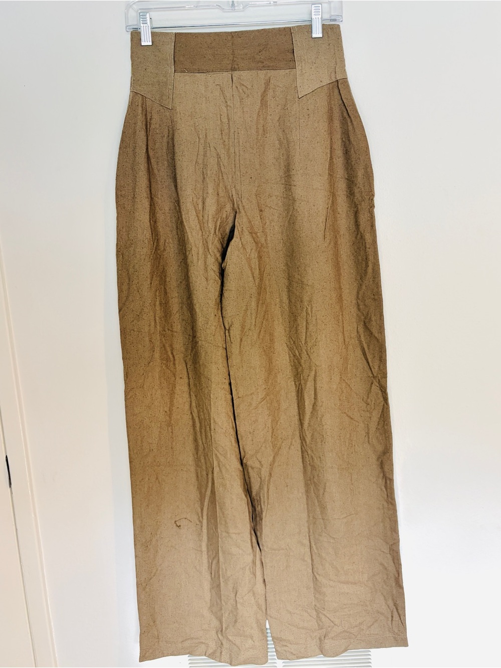 Vintage European 90’s Raw Silk, High-Waisted Wide-Leg Pants, size small - Picture 4 of 9